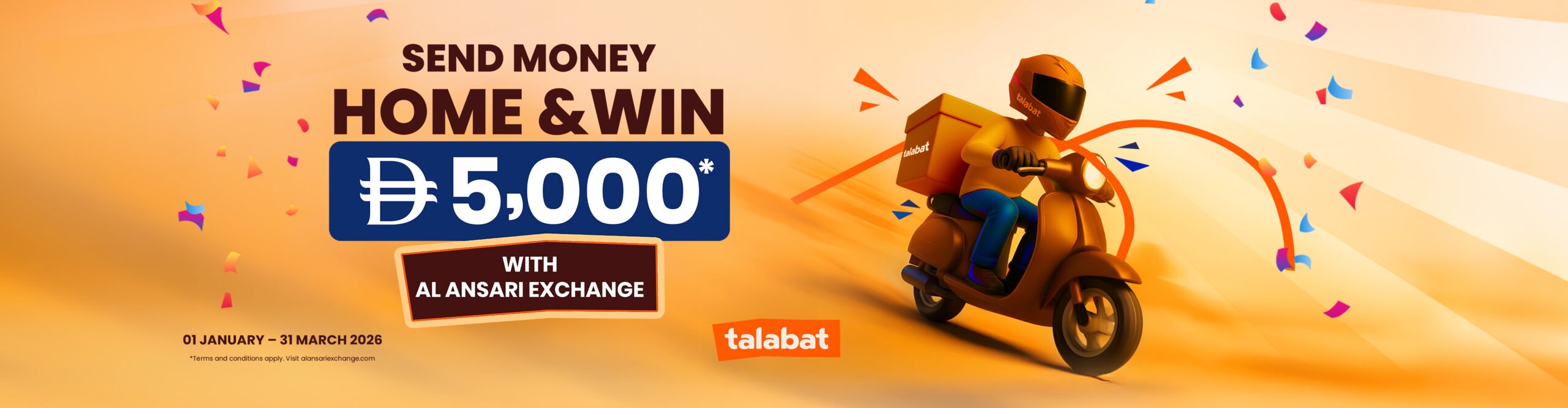 Talabat Rider Cartoon Al Ansari Exchange & Talabat Promo 2026 – Al Ansari Exchange