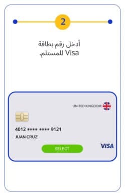 إرسال الأموال على الفور إلى بطاقات فيزا